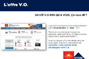 Publicité pour des offres en ligne pour véhicules d’occasion.