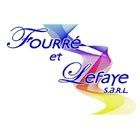 Logo de Tourr&eacute; et Lefaye SARL. Texte en &eacute;criture cursive bleue avec un motif abstrait color&eacute;.