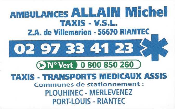 Ambulances Taxis Allain Michel à Riantec près de Port-Louis (56)