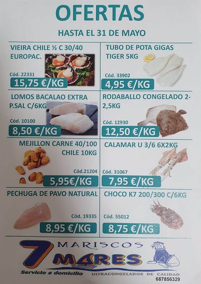 Un folleto para 7 yeguas muestra una variedad de alimentos.