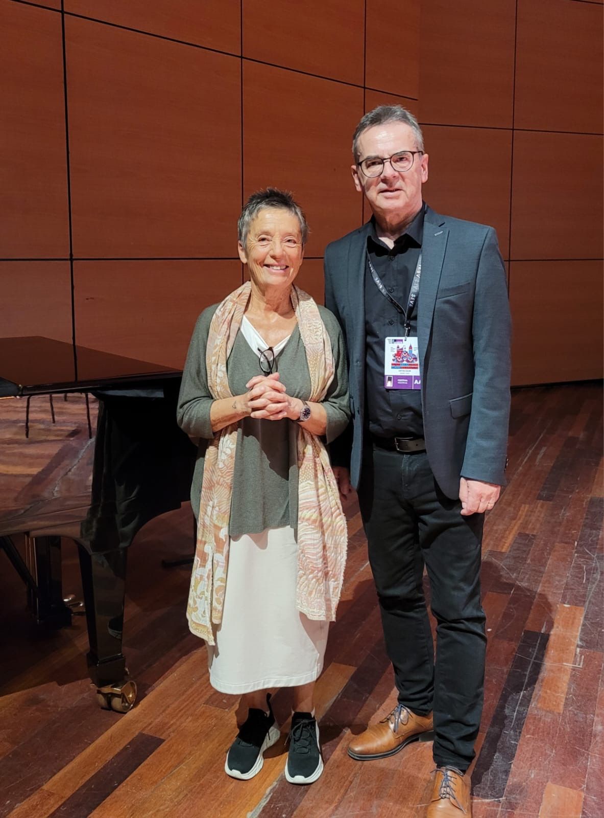 Anton Daum mit Pianistin Maria João Pires nach Konzertservice durch Piano Metz by DAUM