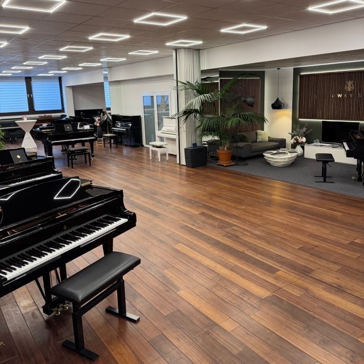Ausstellungsraum mit Flügeln und Klavieren bei Piano Metz by DAUM in Regensburg