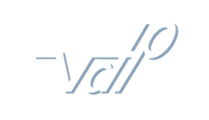 Logo für Vall10, ein stilisierter blauer Text mit einer schrägen „10“.