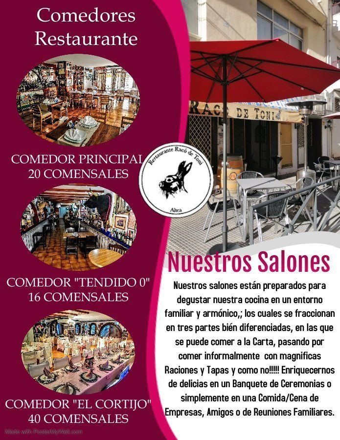 A flyer for comedores restaurante and nuestros salones