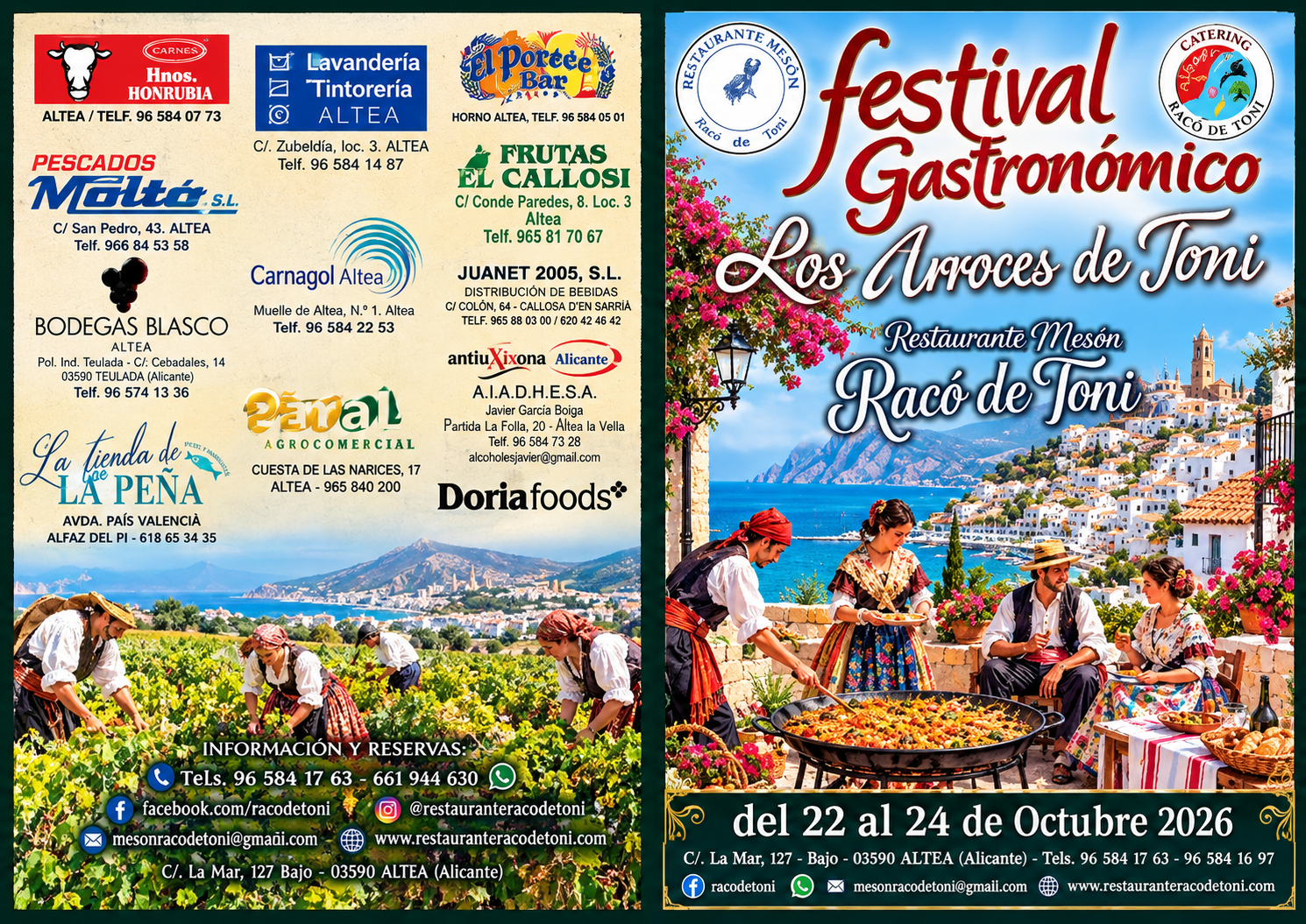 Un cartel para un festival llamado festival gastronómico Los Arroces de Toni