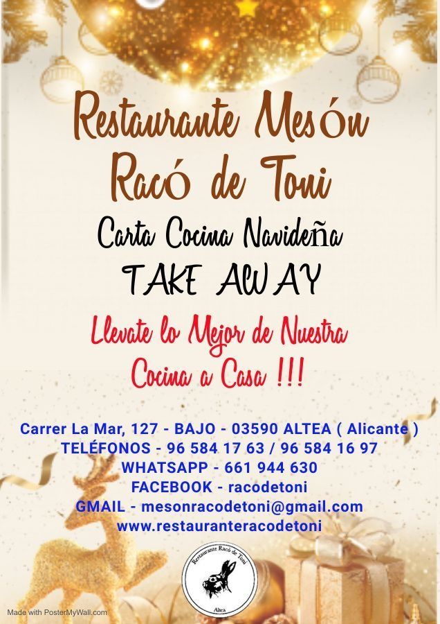 Un volante de un restaurante que dice 