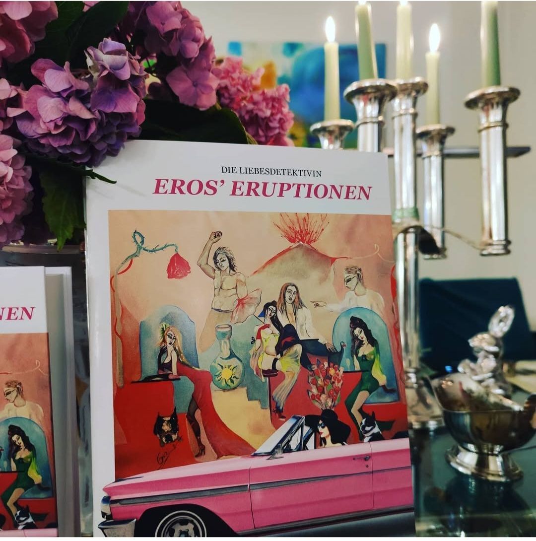 Un libro titulado Eros 'eruptionen está sobre una mesa.