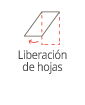 Diagrama que ilustra la liberación de hojas; una pila de papel con una flecha que indica la separación.