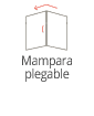 Mampara plegable; gris, con una flecha que indica un pliegue hacia arriba. El texto debajo dice 