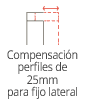 Diagrama que muestra un perfil fijo lateral con compensación de 25 mm.