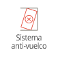 Icono: Cuadro rojo inclinado con una “X” en su interior, con el texto “Sistema anti-vuelco” debajo.