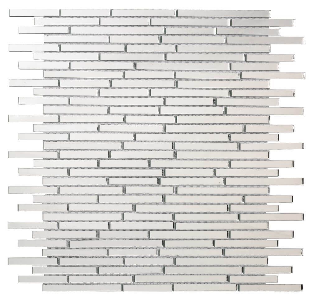 Azulejo de mosaico rectangular de color blanco con diseño lineal.