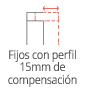 Diagrama de una estructura fija con perfil de compensación de 15mm.