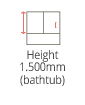 Diagrama de una bañera, que muestra una medida de altura de 1.500 mm.
