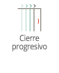 Diagrama de un mecanismo de cierre progresivo, con flechas que indican la dirección de cierre.