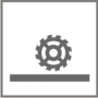 Icono de engranaje encima de una línea horizontal.