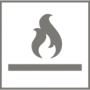 Símbolo de fuego sobre una barra horizontal.