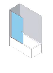 Bañera con mampara de cristal, tono azul claro.