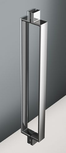 Manija de puerta de ducha rectangular cromada.