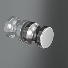 Manija para puerta de ducha de vidrio cromado con diseño redondo y pulido.