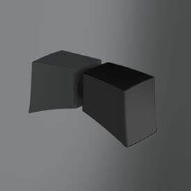 Dos bloques rectangulares en ángulo de color gris oscuro sobre un fondo gris degradado.