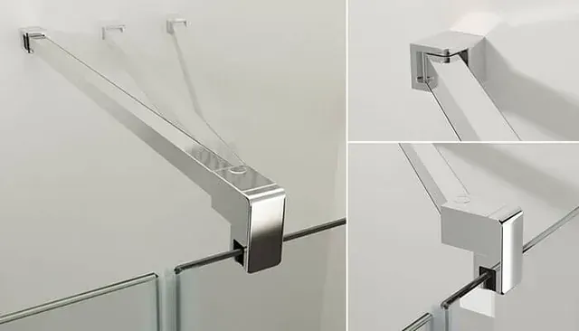 Sistema de barra de soporte para puerta de ducha, cromo pulido, montaje a pared.