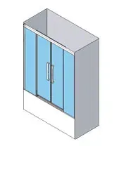 Puertas de ducha corredizas de vidrio sobre una bañera blanca con un interior azul claro.