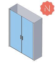 Armario de color azul claro con dos puertas y un icono