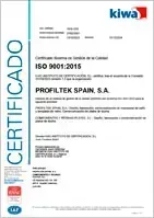 Certificado ISO 9001:2015 de Kiwa para Profiltek España, SA