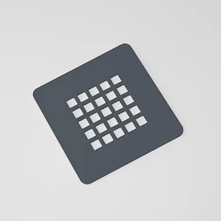 Cuadrado negro con una cuadrícula blanca de 16 cuadrados más pequeños en su interior.