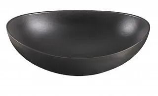 Cuenco para servir de color negro, de forma ovalada y con acabado mate.