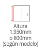 Esquema de un armario de dos puertas con dimensiones: alto 1.950mm o 800mm (según modelo).