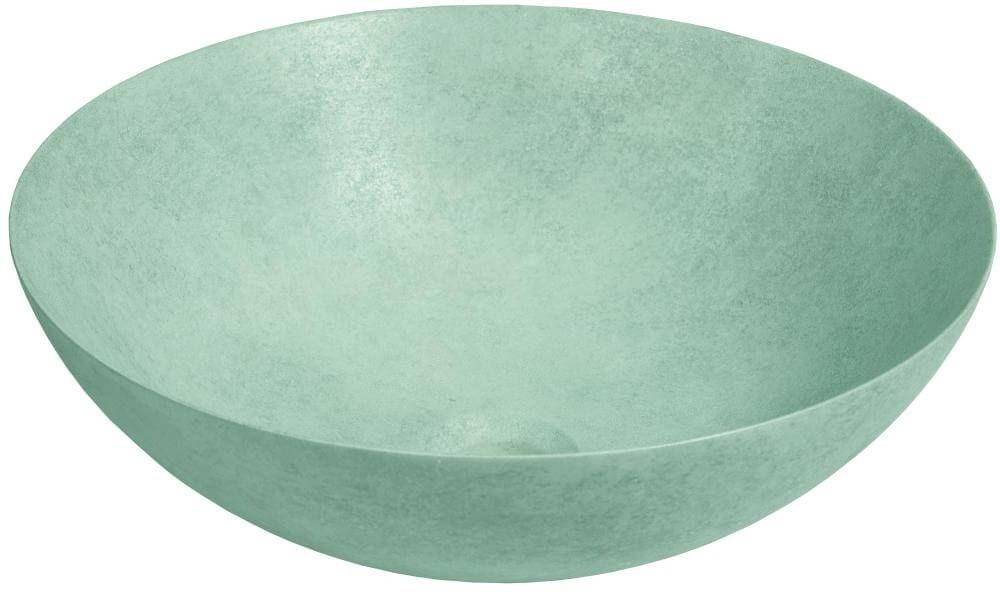 Cuenco redondo de color verde claro con superficie texturizada.