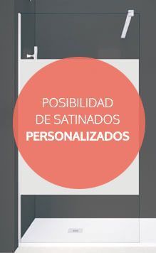 Shower enclosure with a frosted panel and the text