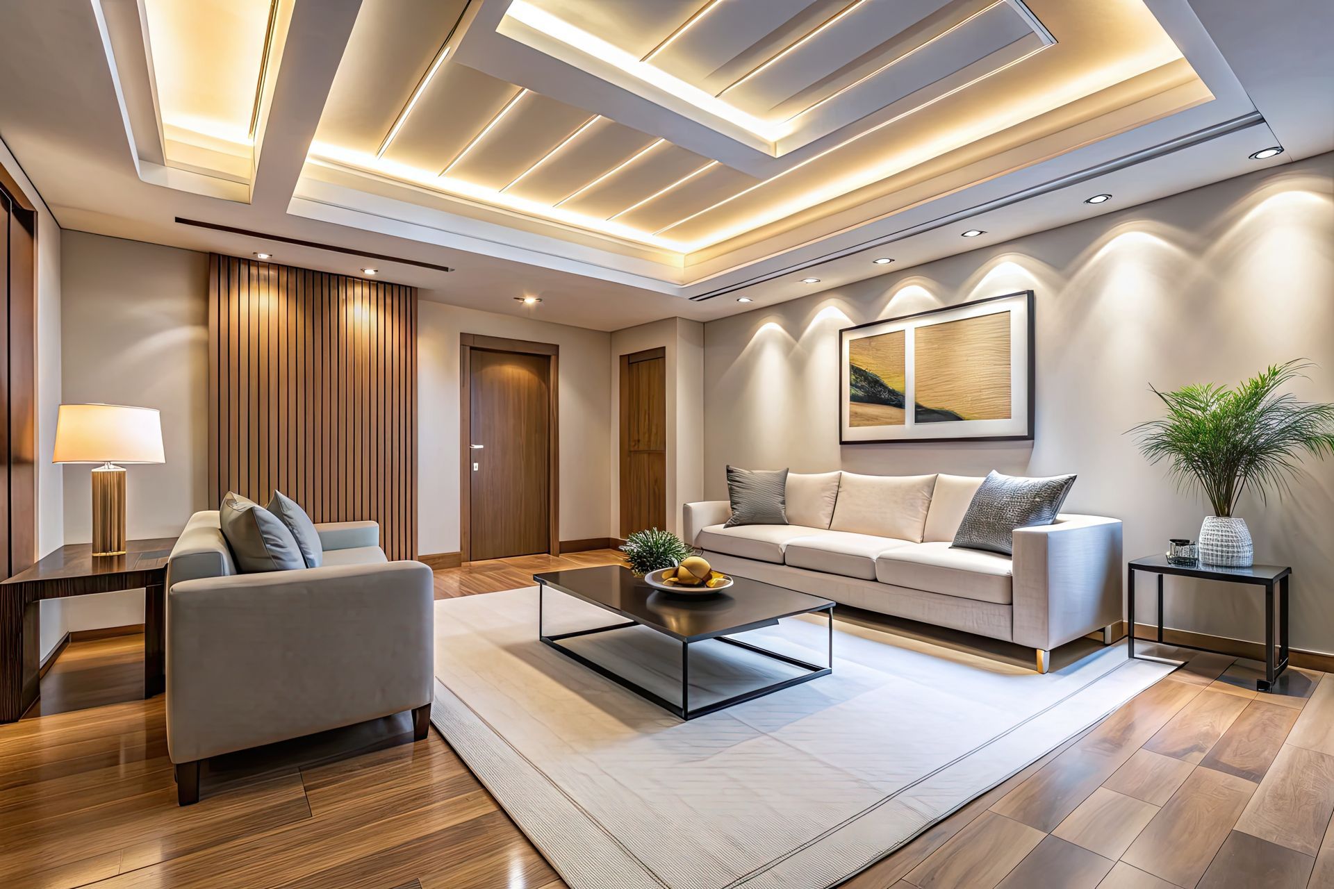 Un faux plafond dans un salon