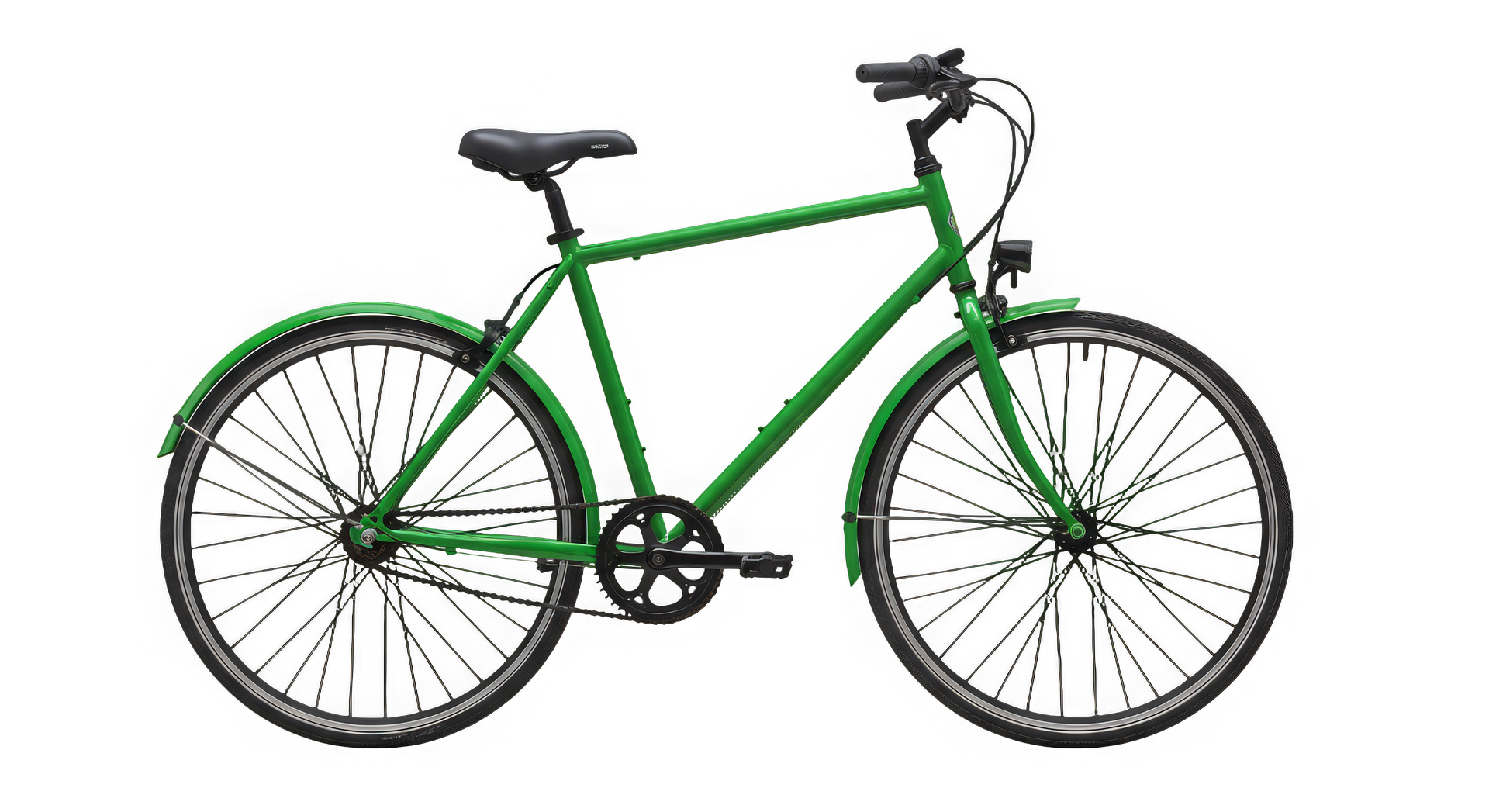 Un vélo vert clair.