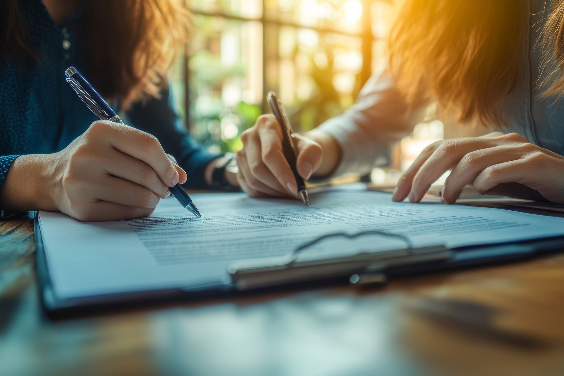 Deux femmes qui signent un contrat