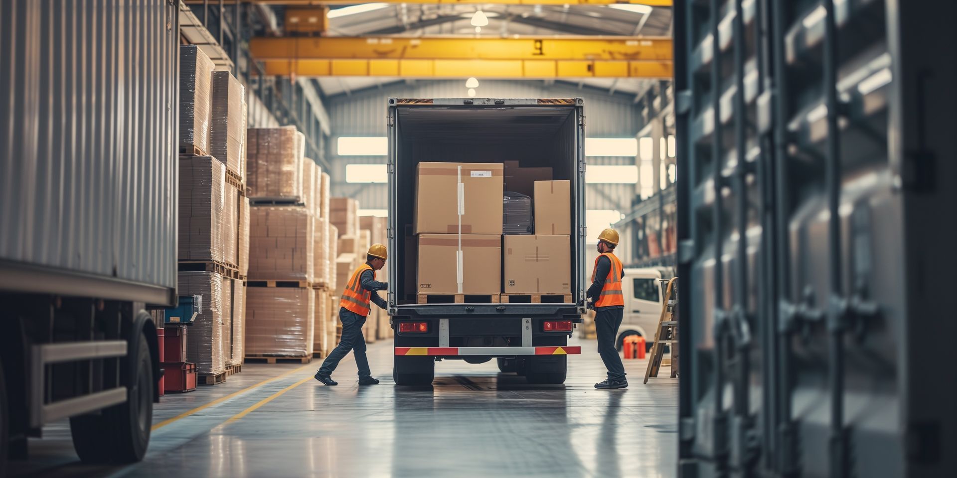 Deux hommes qui déchargent un camion