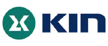 Un logotipo azul y verde para una empresa llamada kin.
