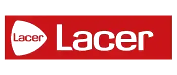 Un logotipo de encaje rojo y blanco sobre un fondo blanco.