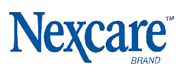 El logotipo de la marca Nexcare es azul y blanco sobre un fondo blanco.