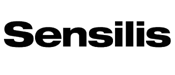 Un logotipo en blanco y negro para sensilis sobre un fondo blanco.