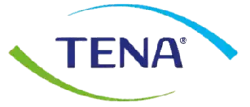 El logotipo de Tena es azul y verde y parece un ojo.