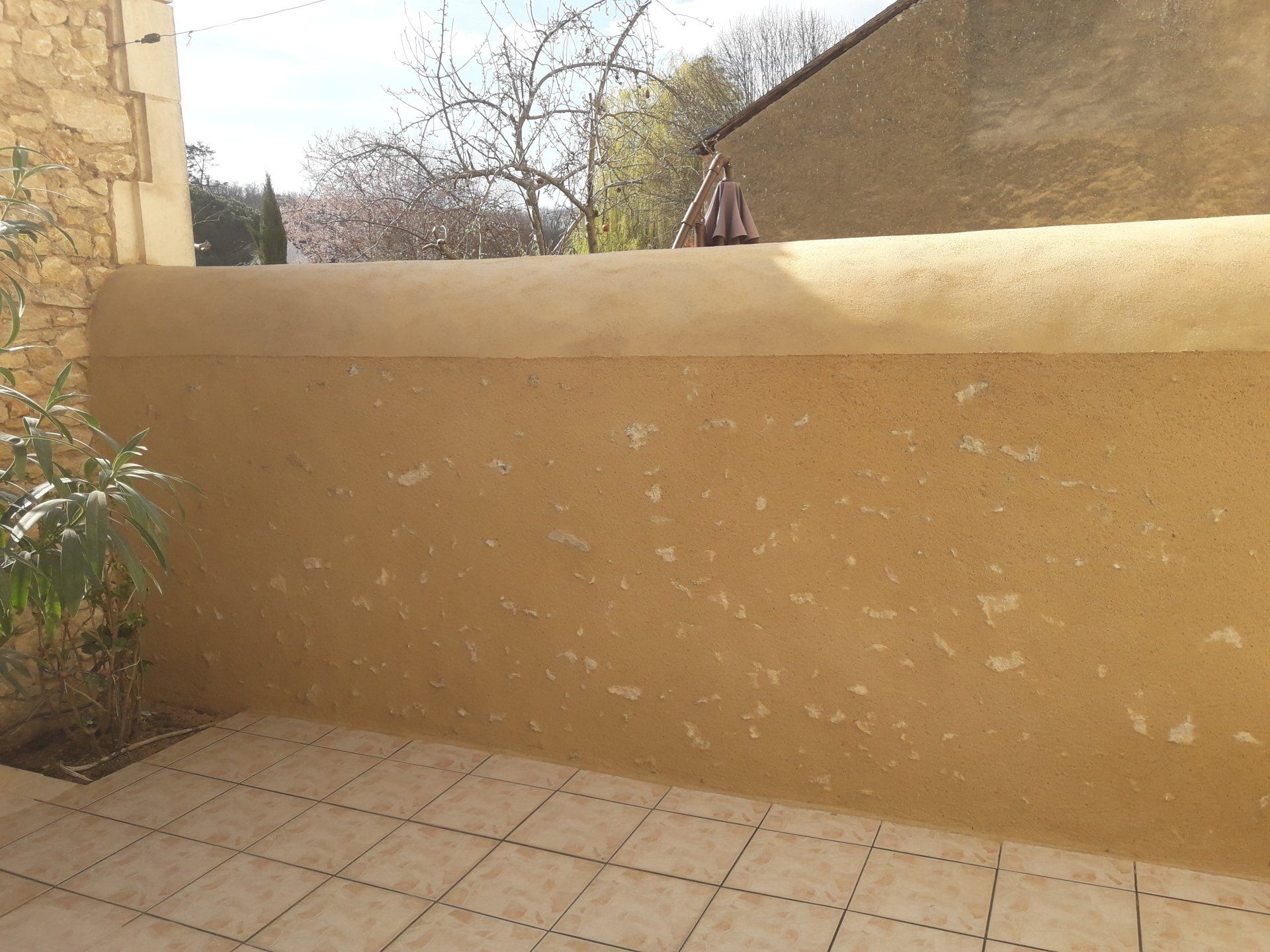 Muret de clôture en pierre apparente