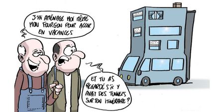 Dessin humoristique sur un van aménagé