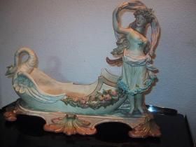Jardinière art nouveau en porcelaine craquelée