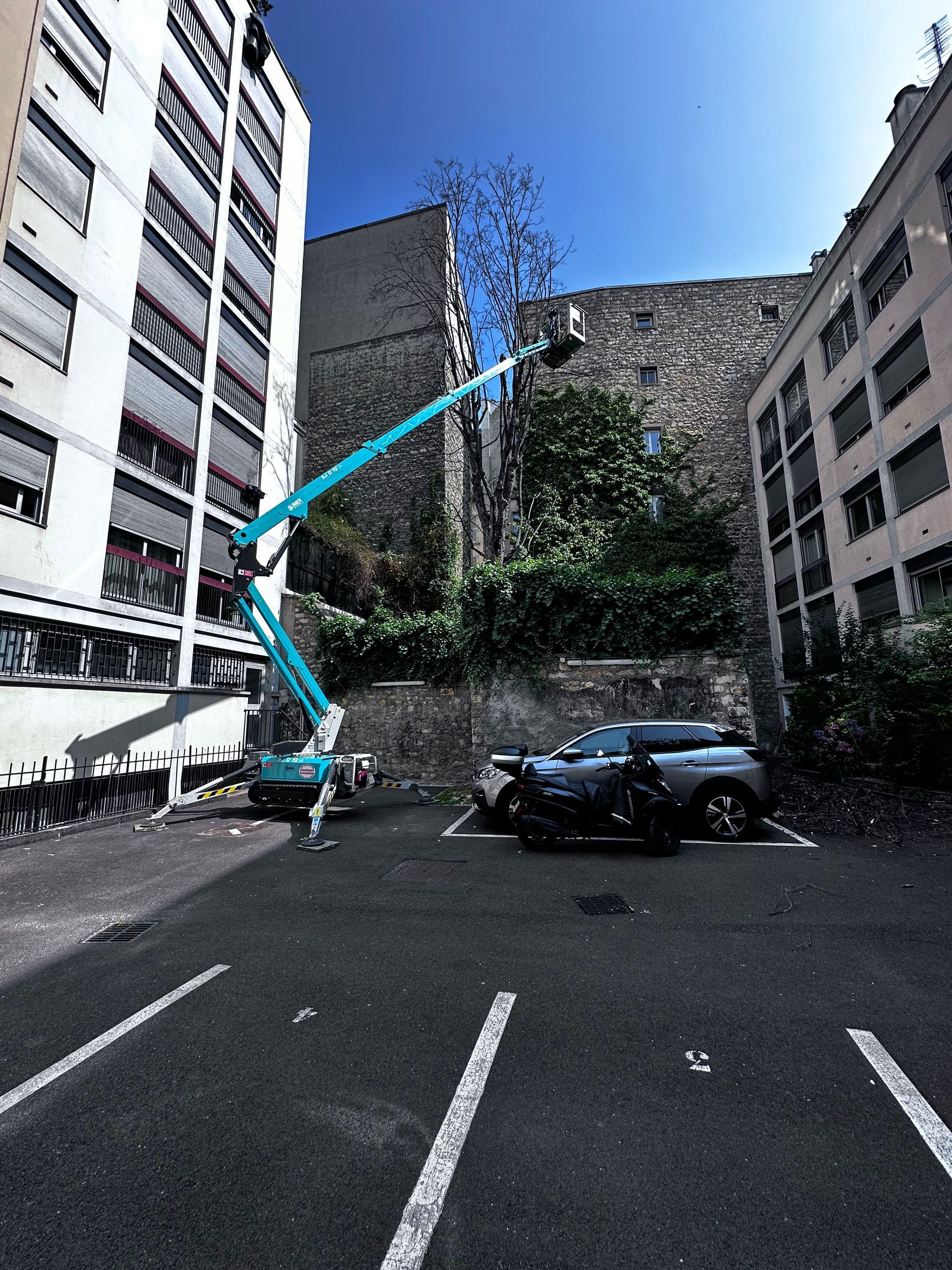 Nacelle déployée pour un élagage