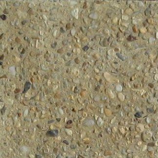 Échantillon béton décoratif, jaune et pierres variées