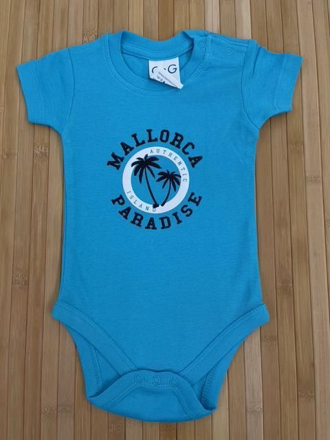 Body de bebé azul con texto 