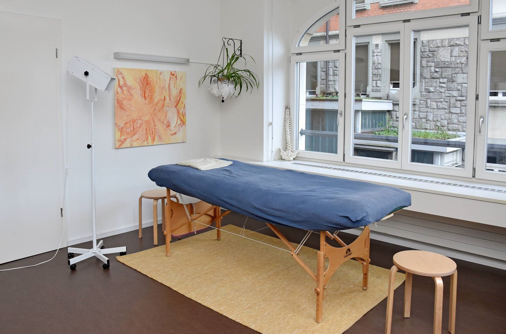 Ein Bild eines Berges in einem Rahmen auf grauem Hintergrund.